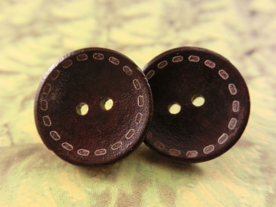 Naht Gravur Holzknopf Ohrstecker Natur Button